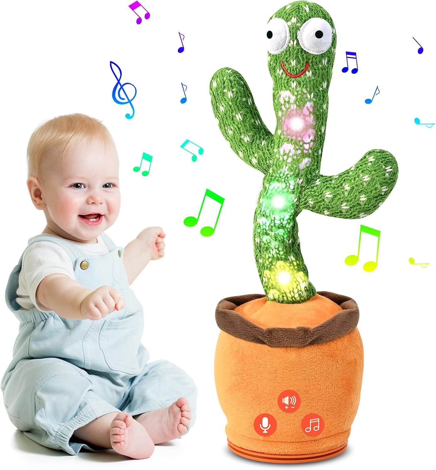 Dancing Talking Cactus Toy for Baby, Volume Adjustable, Mimicking, Singing & Dancing Toddler Toys Age 1-2, Tummy Time Baby Toys, Ideal Gift for Boys & Girls