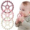 3 Pack Ring Teether Baby Infant Toys, Baby Essentials, Silicone Teething Ring Toys for Babies 0-6 Months, Seposeve Toddler Teethers 6-12 Months 12-24 Months, Infant Teething Relief, Purple Pink White