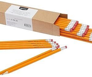Amazon Basics Woodcased Classroom 2 Pencils with Erasers, Pre-sharpened, HB Lead, Value Pack of 30 count, Orange